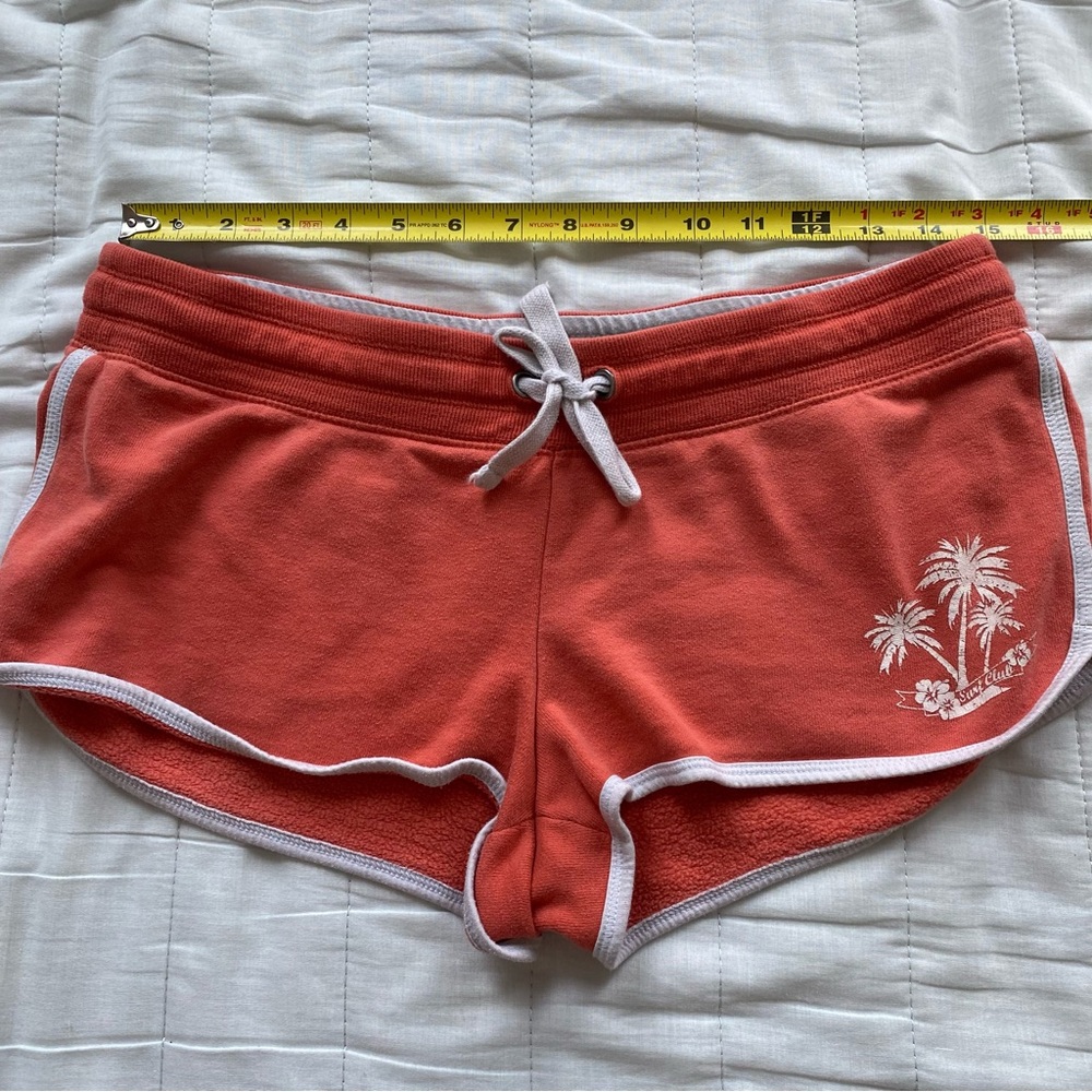 Coral Drawstring Beach Shorts with Palm Print - Picture 5 of 6